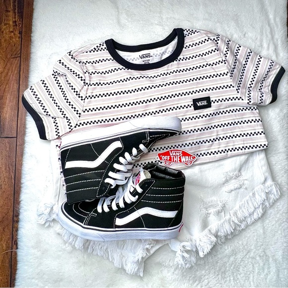 Vans Sk8-Hi High Top Canvas and Suede Sneakers Black and White  Size 6.5  NWT - Picture 3 of 14